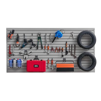 VEVOR Gereedschapswand, 1225 x 2450 x 20 mm, pvc-garagelamellenwand, grijze wandorganizer, 136 kg per plaat, lamellenwandpaneel met koppelingsstructuur en doe-het-zelfgesneden, geschikt voor opslag en