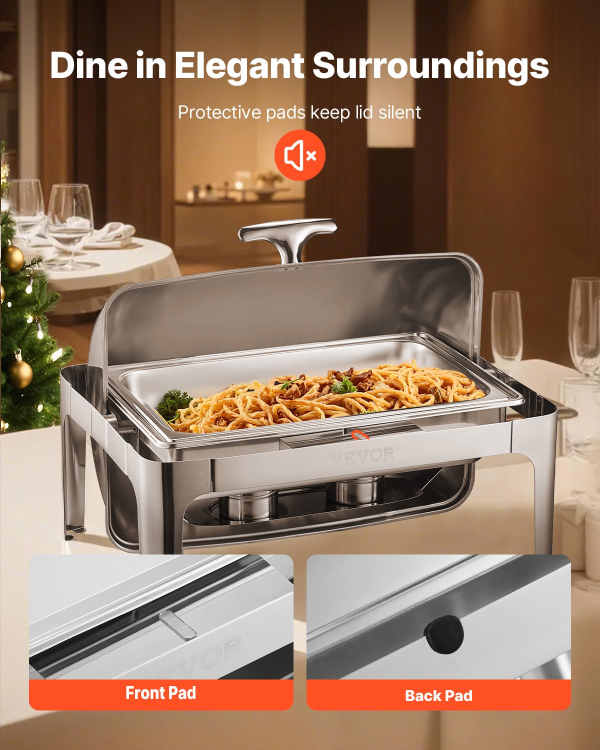Voedselwarmer – Warmhoudplaat – Buffetwarmer – Cateringwarmer – Zelfbediening – 8,5 Liter Inhoud – Roestvrij Staal Met Inklapbaar Deksel