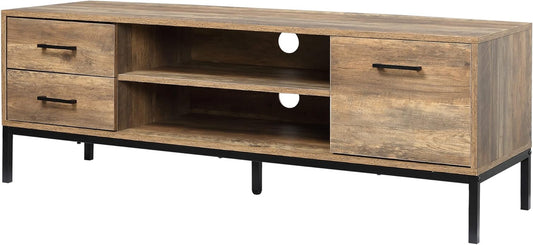 TV-meubel – Tv-kast – Entertainmentmeubel – Media Meubel – Dressoir – Zwart Metalen Frame – Opbergruimte Met Kabelbeheer