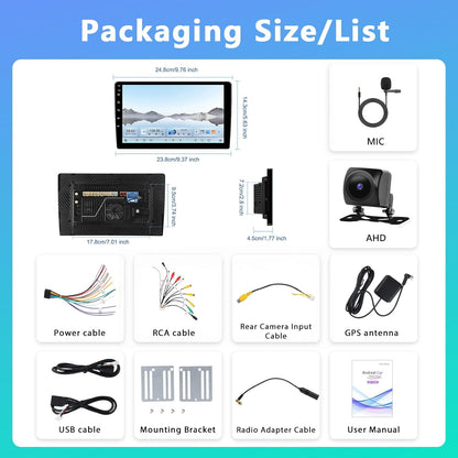 4+64G Carplay Auto Radio 2 din Android met Bluetooth, Motorsi Dubbele din Radio Auto met Scherm, Stereo Auto Support GPS -Navigatie/Mirrorlink/FM/WIFI/USB/SWC + Achteruitrijcamera + Microfoon