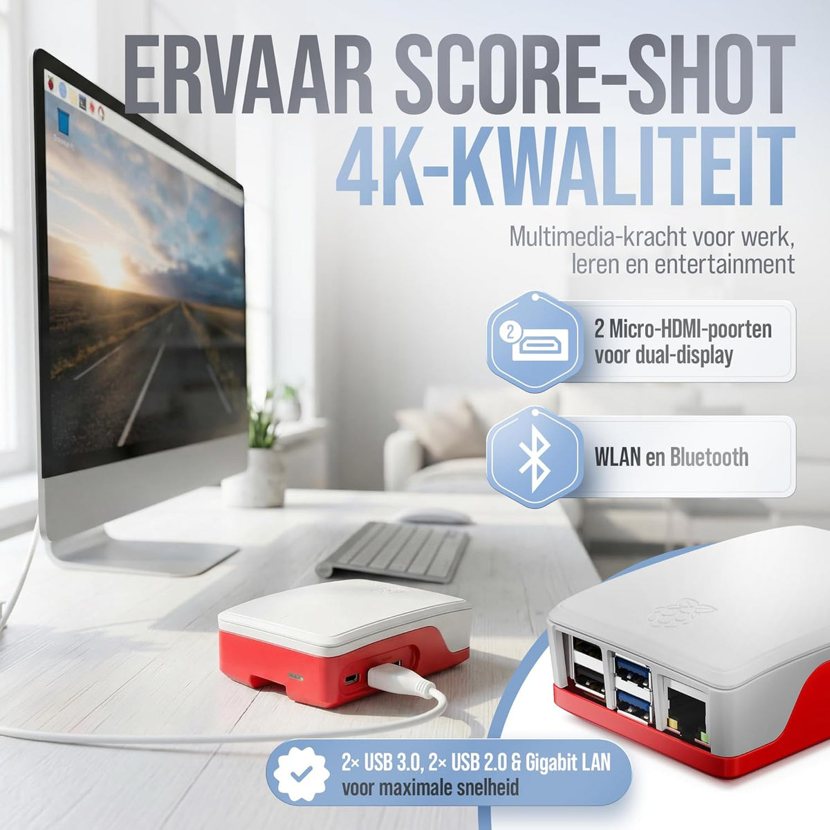 Raspberry Pi 5 8 GB Starter Kit | 128 GB Edition | Officiële USB-C 27W voeding | Officiële behuizing met ventilator | 4K Micro HDMI-kabel 1m | koellichaam