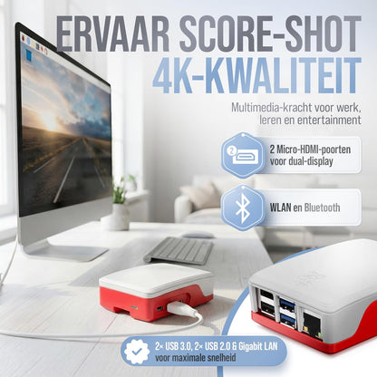 Raspberry Pi 5 8 GB Starter Kit | 128 GB Edition | Officiële USB-C 27W voeding | Officiële behuizing met ventilator | 4K Micro HDMI-kabel 1m | koellichaam