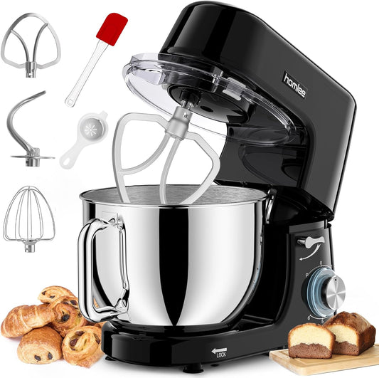 Keukenmachine, kneedmachine, 1800 W, deegmachine met 7,2 l roestvrijstalen kom, 6 snelheden gereduceerd geluid, multifunctionele kneedmachine met garde, menghaak, deeghaak, spatbescherming