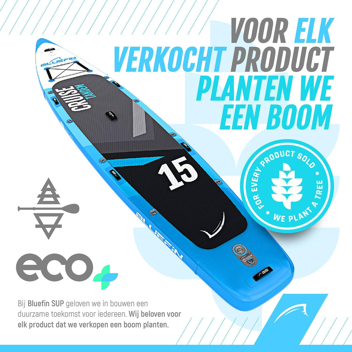Bluefin Cruise SUP opblaasbaar stand-up paddleboard | Premium paddleboard-accessoires | Meerdere maten: Kinderen, 9'8, 10'4, 10'8, 12', 15'