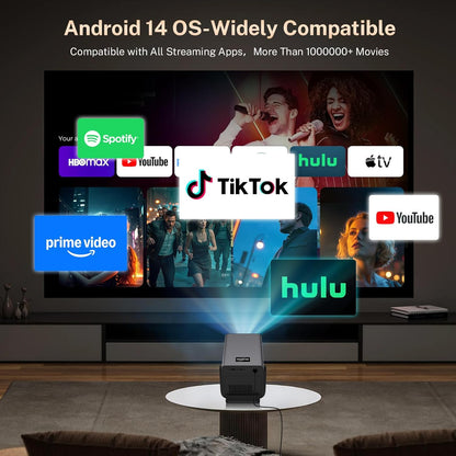 [8K-ondersteuning/2000 ANSI/AI visuele kalibratie] X7 slimme projector met Android 14 OS DoIby, 1080P UHD-projector met Netflix YouTube/AI Auto Focus & Keystone & Obstakel Avoidance/200 inch Display