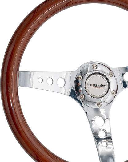 Sportstuur – Houten Stuur – Universeel Stuur – Classic Stuur – Retro Stuur – Diameter 350 mm – Echt Hout