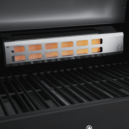 BURNHARD 3 Burners Gas Barbecue FRED Deluxe BLACK Series 3 incl. Rear Burner, Ceramic 900 °C Infrared Burner, Side Cooker, Cast Iron Grill Grate + Folding Side Tables - QUORE
