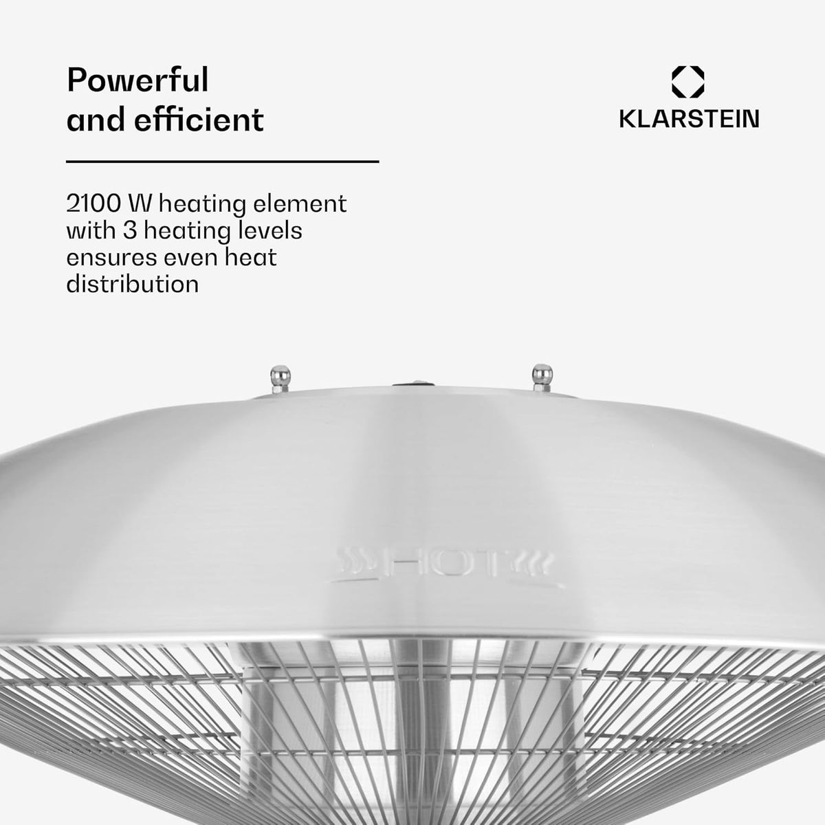 blumfeldt Heat Guard - Heater Heater, Patio Heater, IP44, 3 Levels: 900, 1200 and 2100 W, Height Adjustable, Weatherproof, Aluminium Standard, 1.8 m Cable, Silver - QUORE