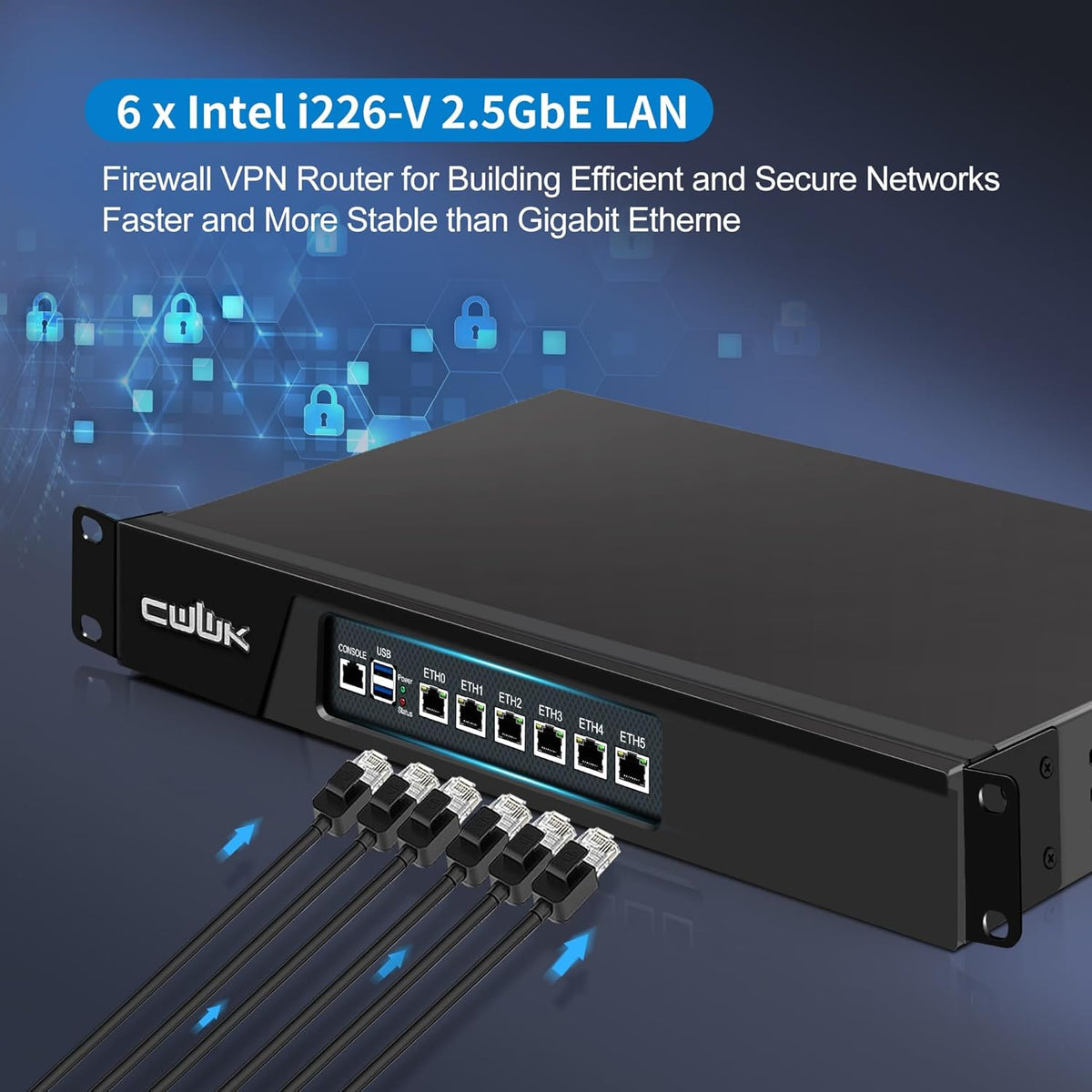 1U N100 Firewall Appliance Rackmount, 19" Rack Firewall hardware met 6 poorten i226-V 2,5 GbE LAN, U1 OPNsense Homelab Server DDR5 8 GB RAM 128 GB SSD, HD + VGA 2-display, AES-NI