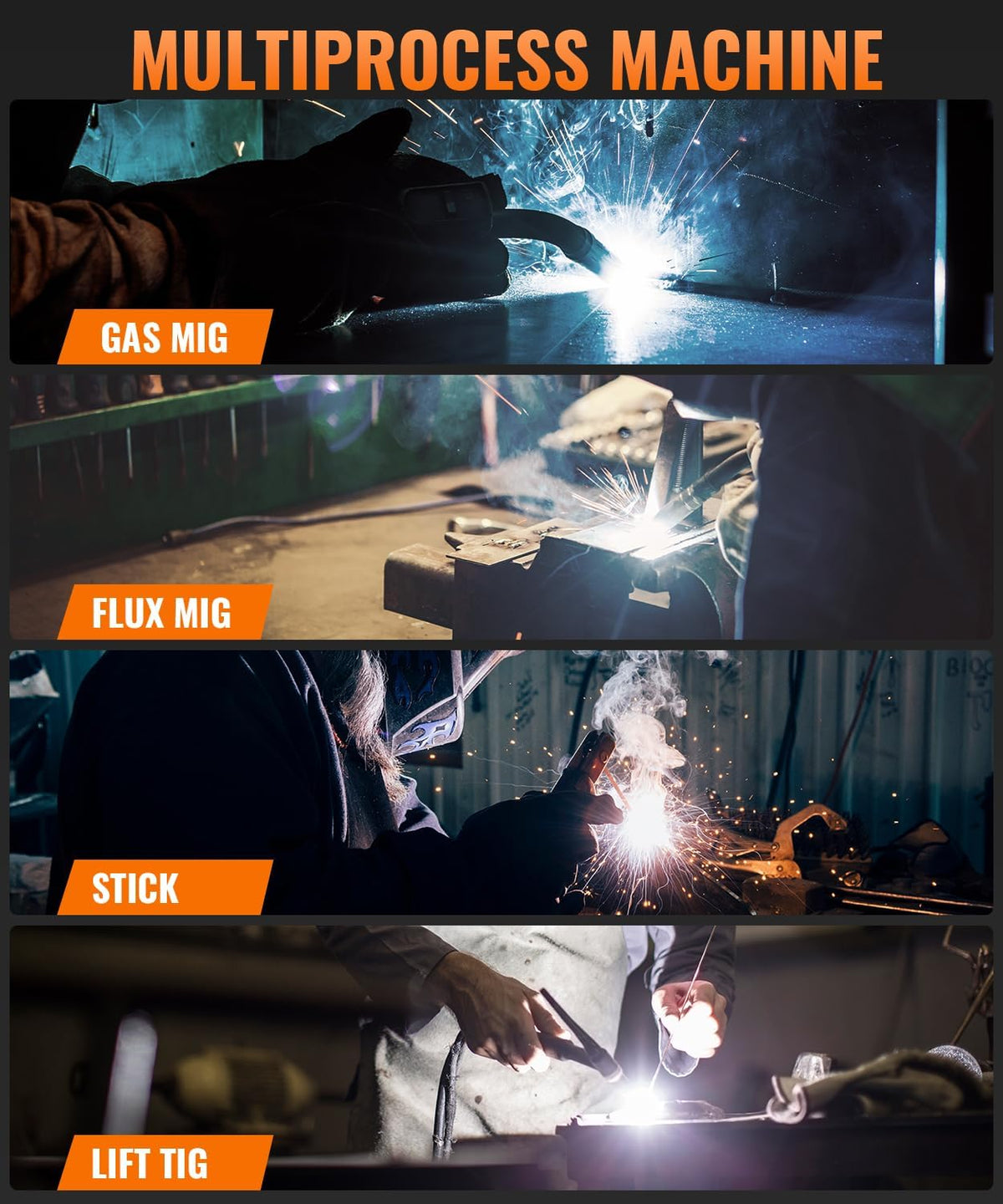 HITBOX 5-in-1 MIG Lasapparaat, 250A, Gasloos MIG/MAG/MIX MIG/MMA/LIFT TIG, voor Aluminium, MIG MAG Lasmachine (MIG250DP)