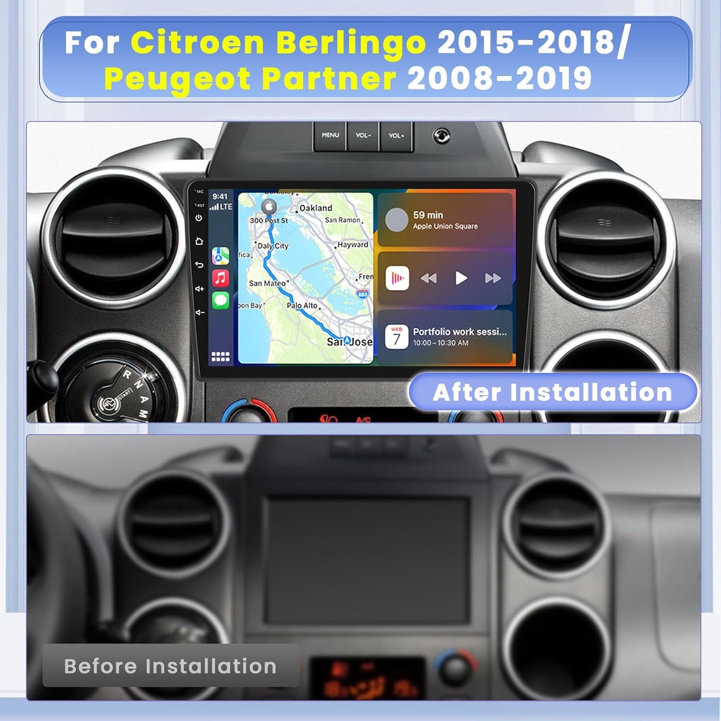 Android 15 Autoradio – Multimedia Systeem – Navigatie Unit – Touchscreen Radio – Bluetooth Autoradio – 9" IPS Scherm – 8-Core 4GB RAM 64GB Opslag
