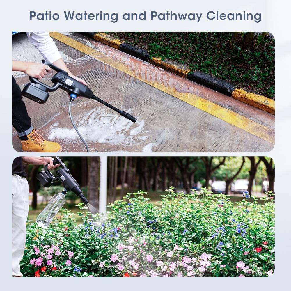 Draadloze Hogedrukreiniger – Accu Hogedrukspuit – Mobiele Waterreiniger – Tuinreiniger – Compacte Schoonmaakspuit – 21 V 4,0 Ah Lithium-Accu – Zelfaanzuigend Met Schuimpistool