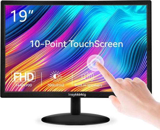 19 inch touchscreen-monitor FHD 1440x900 60Hz multi-touch monitor, PC 16:10 display met luidspreker/HDMI/VGA/Type-B-aansluiting, compatibel met laptop/Ras Pi/Windows OS