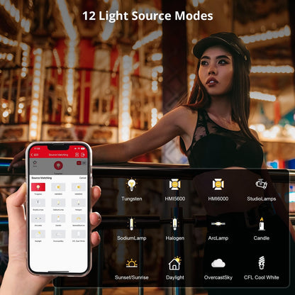 GVM Led-videolicht, 100 W, 2700 K ~ 6800 K, COB-camealicht, continu licht, fotolicht, 18500 lux @1 m studiolicht met reflector, 12 scènes fotografie-licht voor studio, fotografie, video-opnames, USB