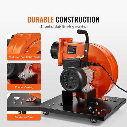 VEVOR Stofafscheider, luchtstroom 1HP 460 CFM, 80 l stofopvangzak, 2,5 μm zakfiltratie, mobiele houtstofcontainer voor industriële werkplaats met handvat en wielen
