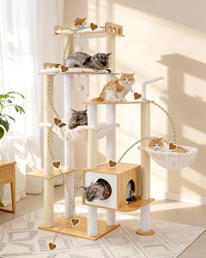 Krabpaal – Kattenboom – Krabmeubel – Klimpaal – Kattenmeubel – Walnootkleur – Duurzaam Sisal – Stabiel Ontwerp - QUORE