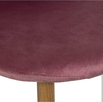 DRW Set van 4 stoelen van hout en metaal, bekleding in roze, 44,5 x 47 x 89 cm, zithoogte 47 cm
