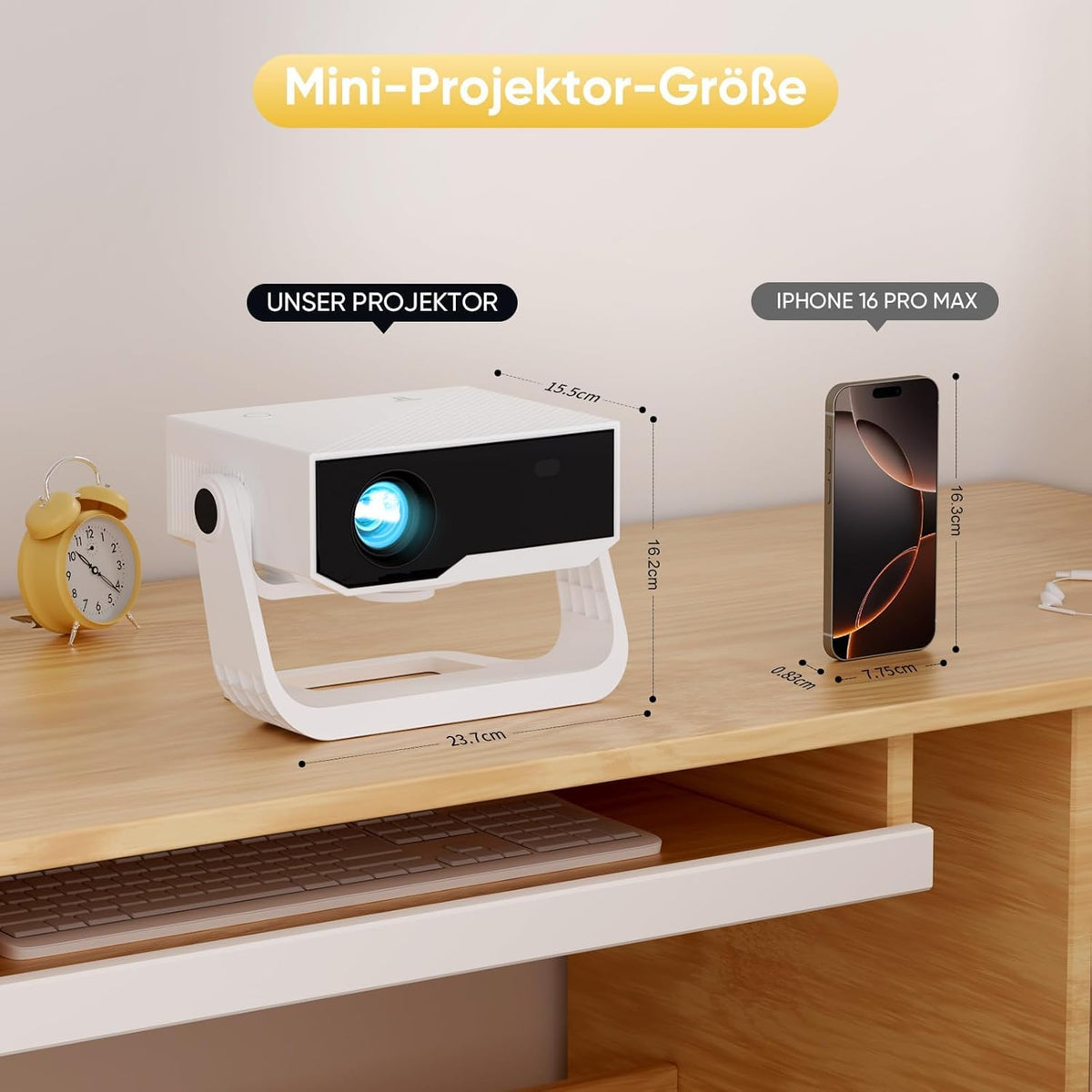 2025 Smart beamer 4K ondersteuning Android 11, Full HD 1080P, 28000 lumen, WiFi 6 en BT 5.2, houder verstelbaar 120°, elektrische focus, trapeziumcorrectie, thuisbioscoopprojector voor switch