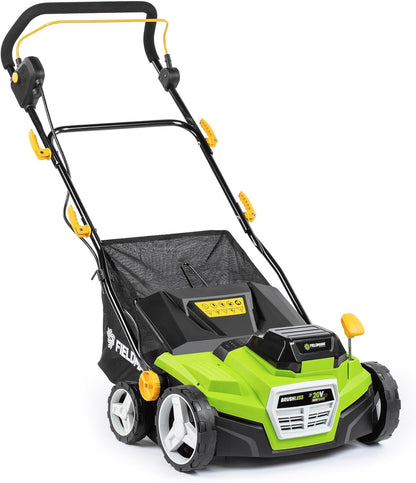 Verticuteermachine – Elektrische Gazonschraper – Mosverwijderaar – Gazonbeluchter – Accu Verticuteerder – Borstelloze Motor – Werkbreedte 38 cm met 16 Messen – 5 Instelbare Dieptes en Ergonomische Handgreep