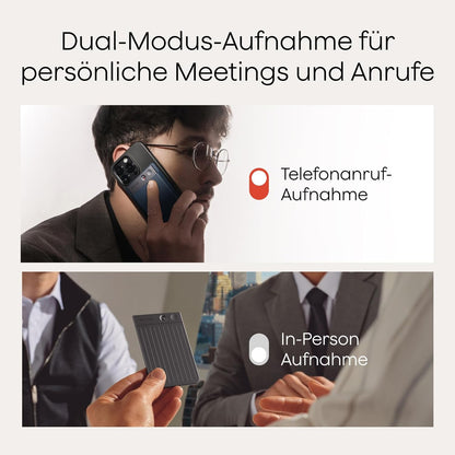 Plaud Note Digitale AI Spraakrecorder voice recorder met AI Transcriptie en samenvattingen audio ondersteunt 112 talen audio recorder voor colleges vergaderingen (Zwarte Note met donkerblauwe hoes)
