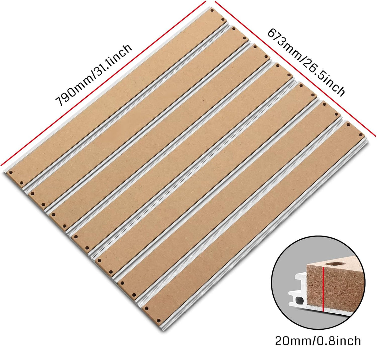 Genmitsu 6060 aluminium en MDF hybride spoilerboardtafel voor CNC-routermachine PROVerXL 4030 V2 tot 6060 XY-as uitbreidingsset, 790 x 673 x 20 mm