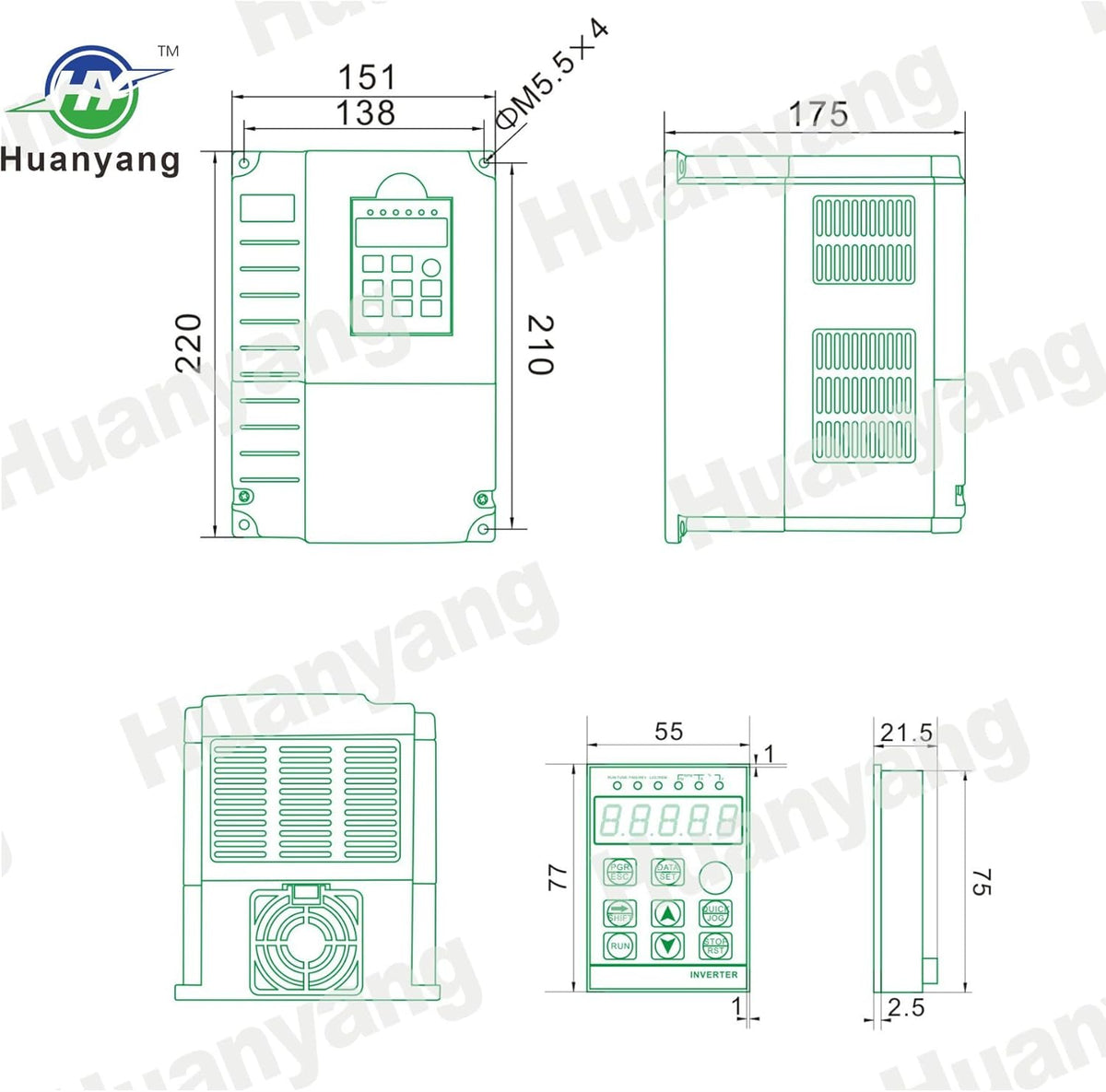 Vectorregeling Computerized Numerical Control (CNC) frequentieomvormer (VFD) van de motor, inverter, 380 V, 4,0 kW, 5,4 pk, voor spindelmotor, controle van de snelheid, Huanyang GT-serie
