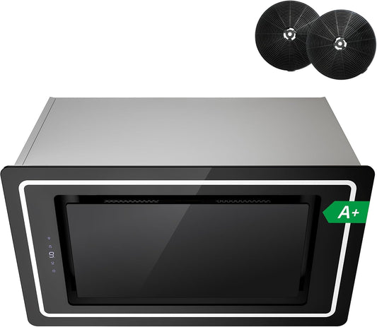 Inbouw Afzuigkap 52 cm Zwart – Onderbouw Afzuigkap – Geïntegreerde Afzuigkap – Kastmontage Afzuigkap – Keukenafzuigkap – 450 m³/h Afzuigvermogen – A+ Energieklasse