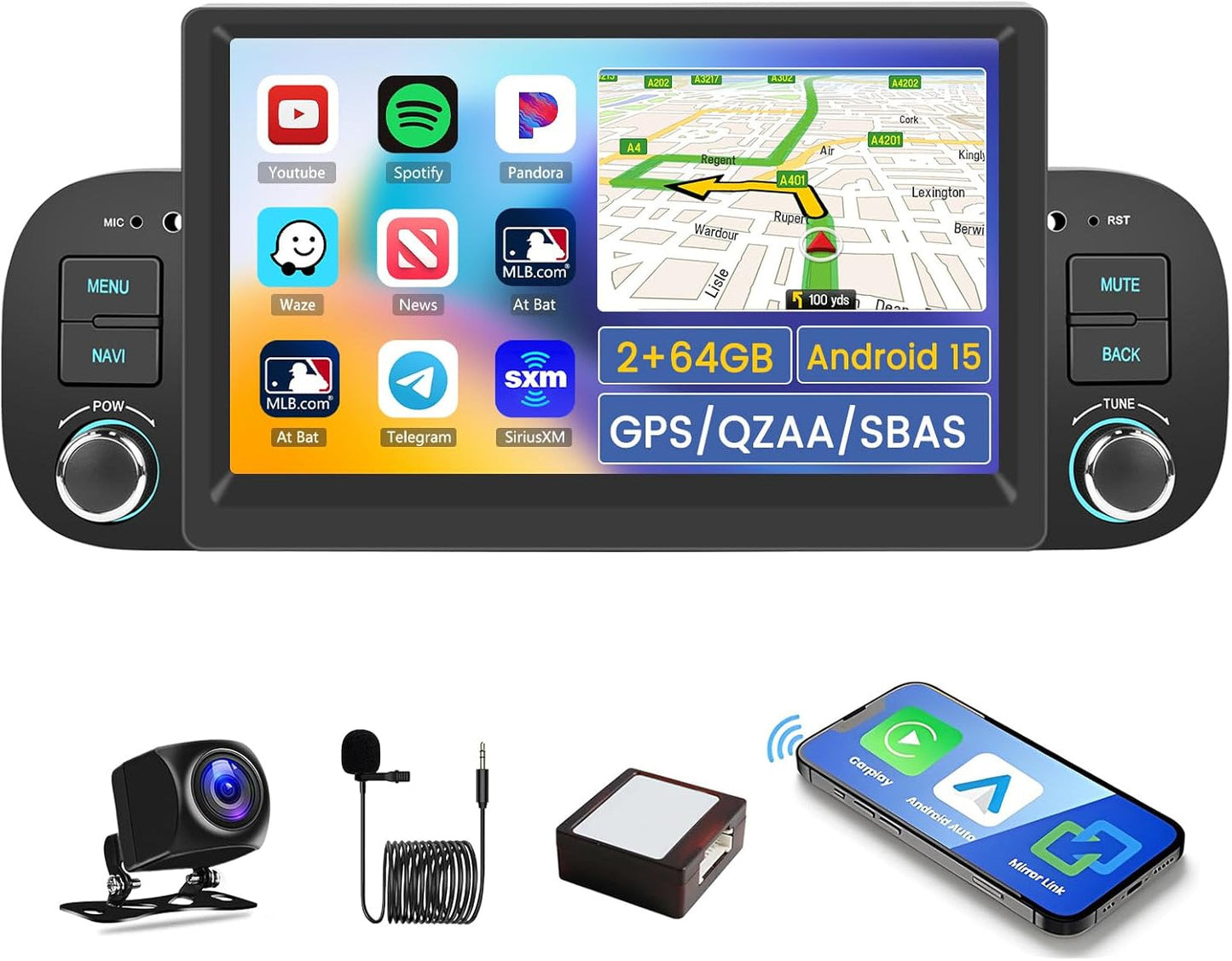 Autoradio Panda – Android Autoradio – Multimedia Systeem – Navigatie Radio – Stereo Bluetooth – 9 Inch Touchscreen – Draadloos CarPlay & Android Auto