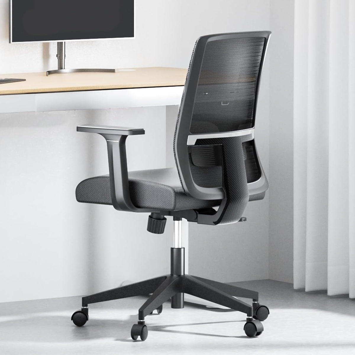 Ergonomische Bureaustoel – Comfortabele Werkstoel – Kantoorstoel – Draaistoel – Bureaustoel Met Lendensteun – In Hoogte Verstelbaar – Luchtdoorlatende Rugleuning – Belastbaar Tot 120 Kg