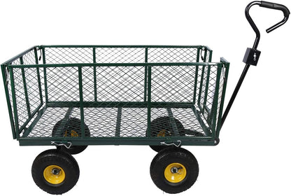 Wiltec transportwagen tot 550 kg met metalen roosters, tuinwagen met afneembaar zeil, handkar met legbord, tuinkar voor gebruik op gras en grind