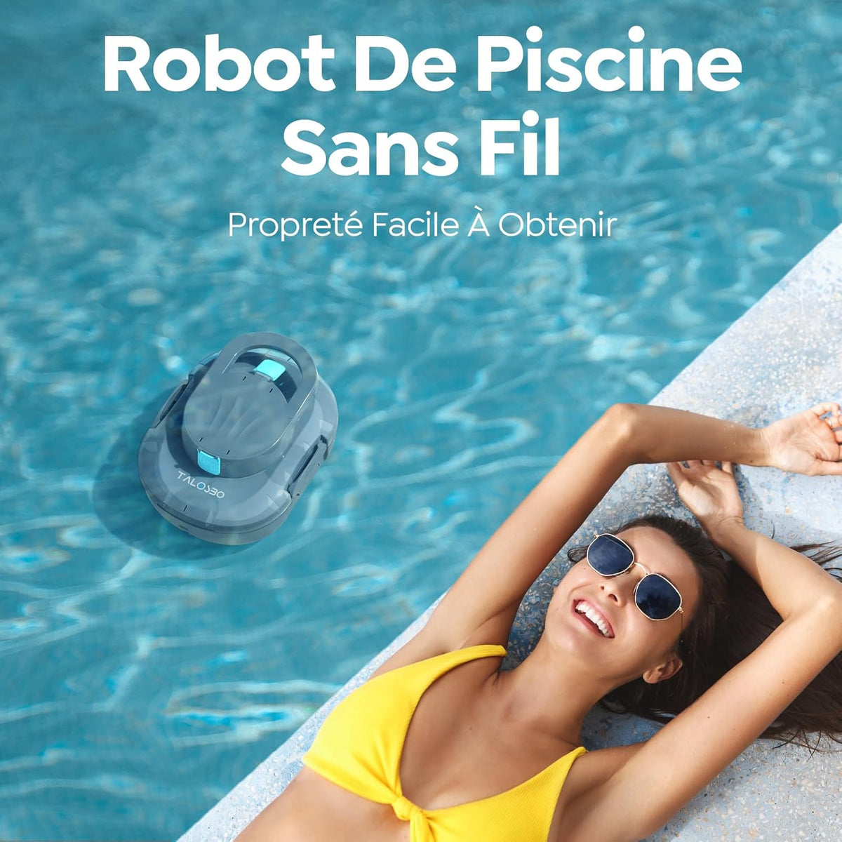 Pleco S1 Zwembadrobot, 80 minuten automatische reiniging, dubbele motoren, zwembadreiniger, zelfparkeerfunctie met 2,5 uur oplaadtijd, zwembadstofzuiger, accu voor vlakke vloeren