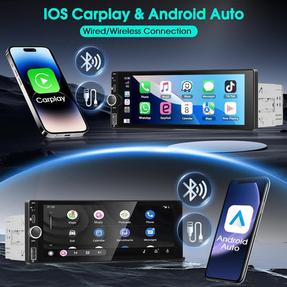 [2G+32G] A-pple Carplay Autoradio Draadloze CarPlay & Android Auto Radio 2din 6,9' HD Touchscreen Stereo Radio, GPS Navigatie/Bluetooth/Mirror Link/SWC/EQ/FM/RDS/Achteruitrijcamera + Microfoon