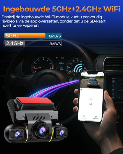 4-Kanaals Dashcam Auto – Autocamera – Auto Camera – Camera Auto – 360° Dashcam – 1080P Opname – WiFi & App-bediening