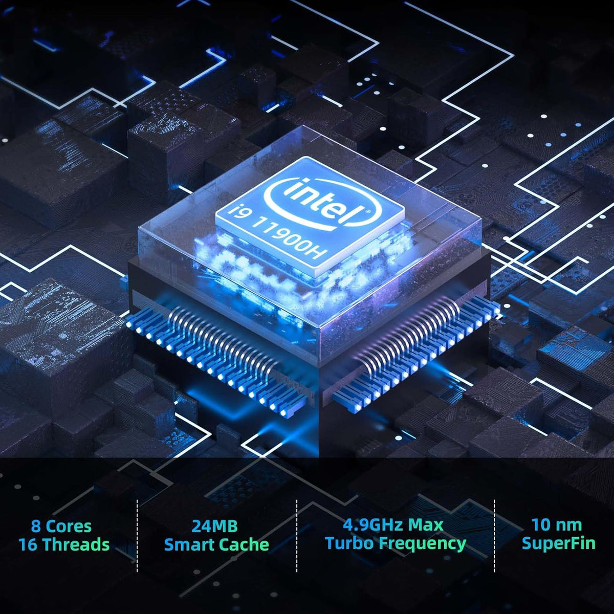 Mini PC – Mini Computer – Compact PC – Kleine Desktop – Ultieme Workstation – Intel Core i9-11900H 8-Core – 32GB RAM 1TB NVMe SSD – Triple 4K Display – WiFi 6 & Bluetooth 5.2