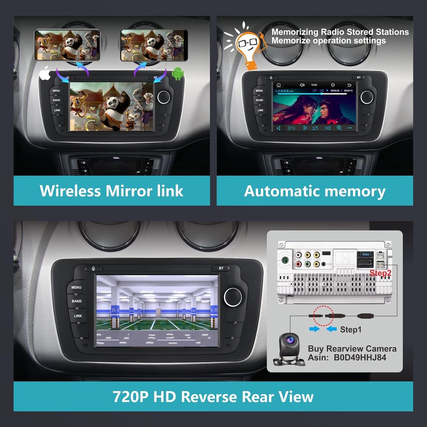 Autoradio – Multimedia Speler – Auto Stereo – Navigatiesysteem – Inbouw Radio – 7 Inch IPS Touchscreen – Draadloze CarPlay & Android Auto