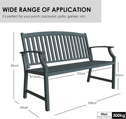 Grand patio Buitenbank voor 3 personen, tuinligstoel voor buiten, terras, balkon, veranda, beschermt tegen wind en regen, alle metalen (lichtblauw)