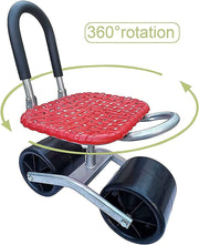 Garden cart - Stool - with 3 wheels - Garden aid - Height adjustable - Red