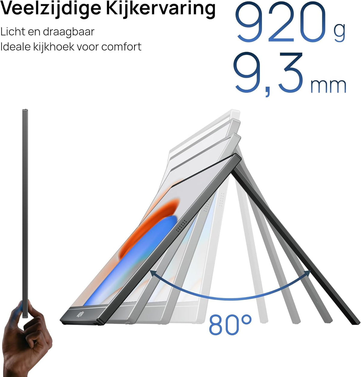 ARZOPA Portable Monitor, 17.3 Inches, Large Portable Monitor with FHD HDR IPS Display and Stand, Perfect as USB-C and HDMI Second Display for Laptop, PC, Smartphone, PS5, Xbox - QUORE