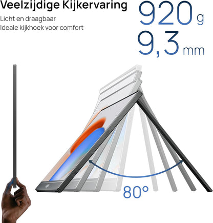 ARZOPA Portable Monitor, 17.3 Inches, Large Portable Monitor with FHD HDR IPS Display and Stand, Perfect as USB-C and HDMI Second Display for Laptop, PC, Smartphone, PS5, Xbox - QUORE