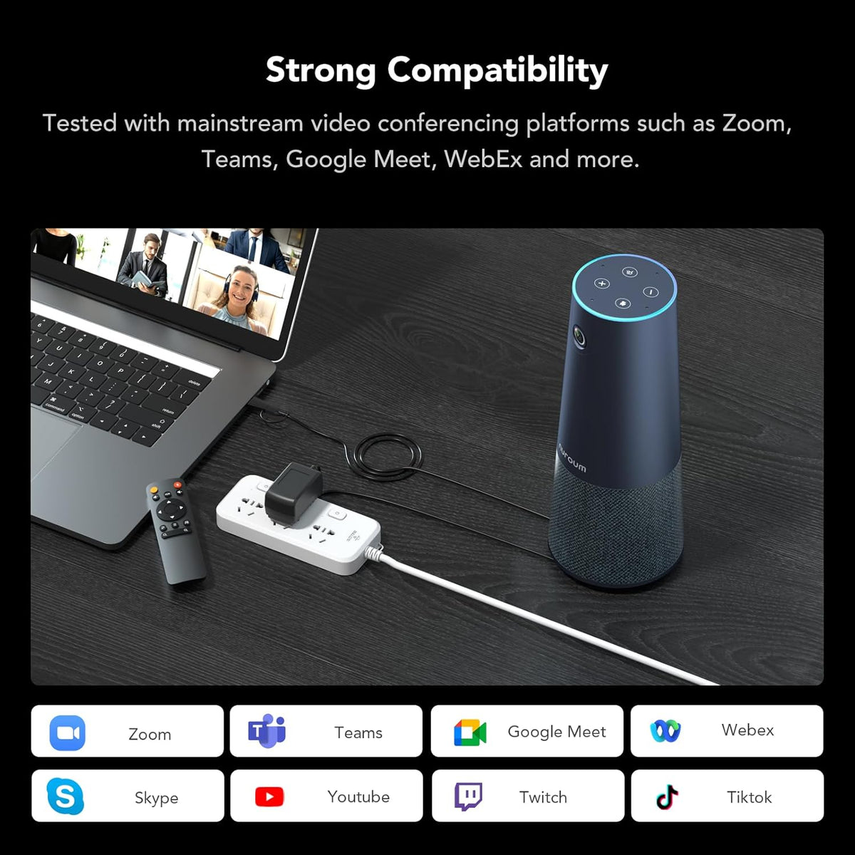 NEARITY C45 2K Webcam voor videoconferenties met luidspreker en microfoon, all-in-one videocamera met ruisonderdrukking, FHD 5X Zoom AI Auto-Framing Plug-and-Play voor Zoom/Teams/Google Meet