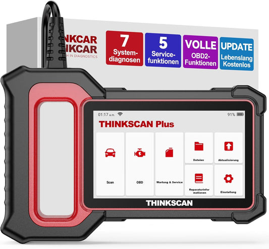 thinkcar OBD2 diagnoseapparaat, ThinkScan Plus S7 diagnoseapparaat auto met 7 systeemdiagnoses (ABS SRS ECM TCM BCM AC IC) en 5 resetfuncties, auto-diagnoseapparaat voor automatische VIN-scan