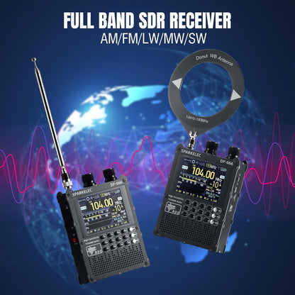 Raddy DP-666 DSP Wereldbandradio TEF6686 Chip, Professionele AM/FM/LW/MW/SW RDS Ontvanger, 2,8" Touchscreen + Stylus, 5000mAh Batterij, Telescoop- & Donut-antenne, Draagbaar met FW-update