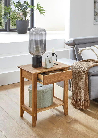 HAKU Console eiken, Massief hout - Maat: B 50 cm x H 60 cm x D 40 cm, Stijl: Traditioneel