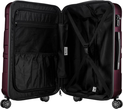 Suitline Kofferset 3 delig ABS harde schaal handbagage 55 cm middel 66 cm groot 76 cm uitbreidbaar met TSA slot 4 dubbele wielen telescopische handgreep, Bourgondië