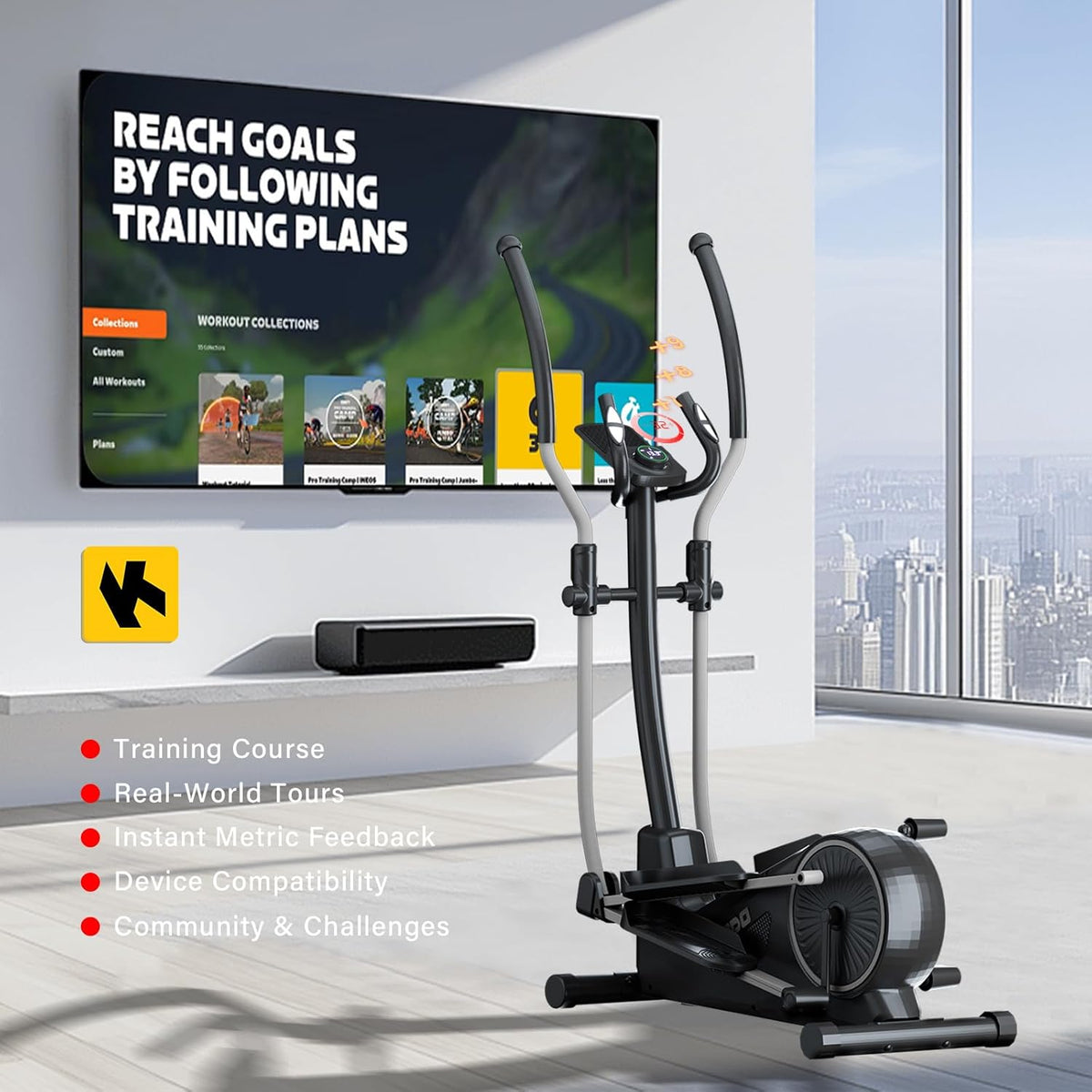 Crosstrainer – Elliptische Trainer – Fitness Trainer – Hometrainer – Elliptical – 32 Weerstandsniveaus Magnetisch – Hartslagsensoren Met LCD-Scherm - QUORE