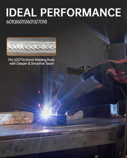 HITBOX ARC200E Lasapparaat 200A Inverter IGBT DC MMA/Lift TIG, gasloos MIG met gevulde draad compatibel, synergische regeling, Hot Start, Anti-Stick, 230V met TFT-LCD display