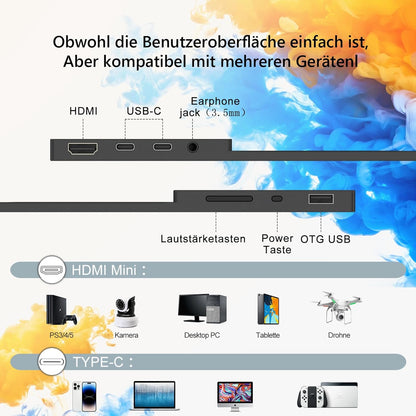 14,1 inch 1920 x 1200 touchscreen-monitor, IPS-scherm draagbare monitor met 2 full-features USB-C, HDMI, USB-A, 10-punts touch, geavanceerde draagbare monitor voor laptop, pc, telefoon, Mac