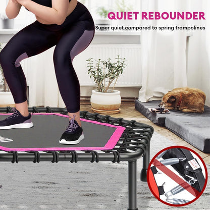 ONETWOFIT 42"/45" Rebounder Trampoline voor Volwassenen, Stille Mini Trampoline Indoor Oefening Fitness Trampoline Bungee Rebounder