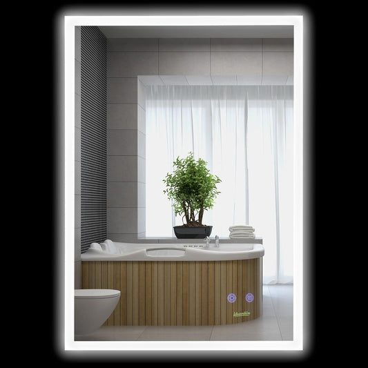 Badkamerspiegel – Wandspiegel – LED Spiegel – Anti-Condens Spiegel – Verlichte Spiegel – Dimbaar – Aluminium – 70x50 cm - QUORE