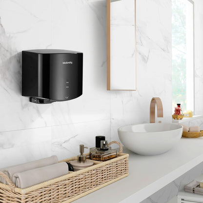 Compacte handdroger, automatische elektrische handdroger voor wandmontage voor commercieel en thuisgebruik, badkamertoilet, zwart